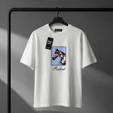 تیشرت دورس سه نخ پنبه طرحدار مدل براش ۲۶ (لوگو برجسته) 👕✨ سایز (مدیوم)
