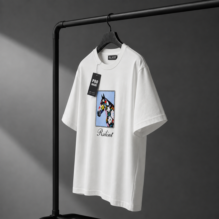 تیشرت دورس سه نخ پنبه طرحدار مدل براش ۲۶ (لوگو برجسته) 👕✨ سایز (مدیوم)