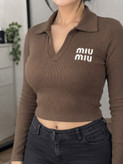 بلوز یقه دار فانریپ Miu Miu🤎