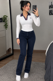 👖 شلوار جین راسته سرمهای تیره (سایز ۳۰) ✨
