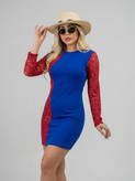 👗 پیراهن مجلسی کوتاه آبی و قرمز
